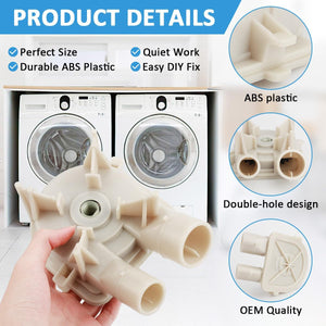 TekDeals 3363394 High-Quality Washing Machine Pump Replacement for Whirlpool & Kenmore Appliances