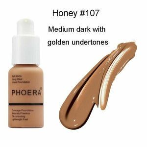 Phoera Foundation Makeup Full Coverage Liquid Base Brighten Long Lasting Shade