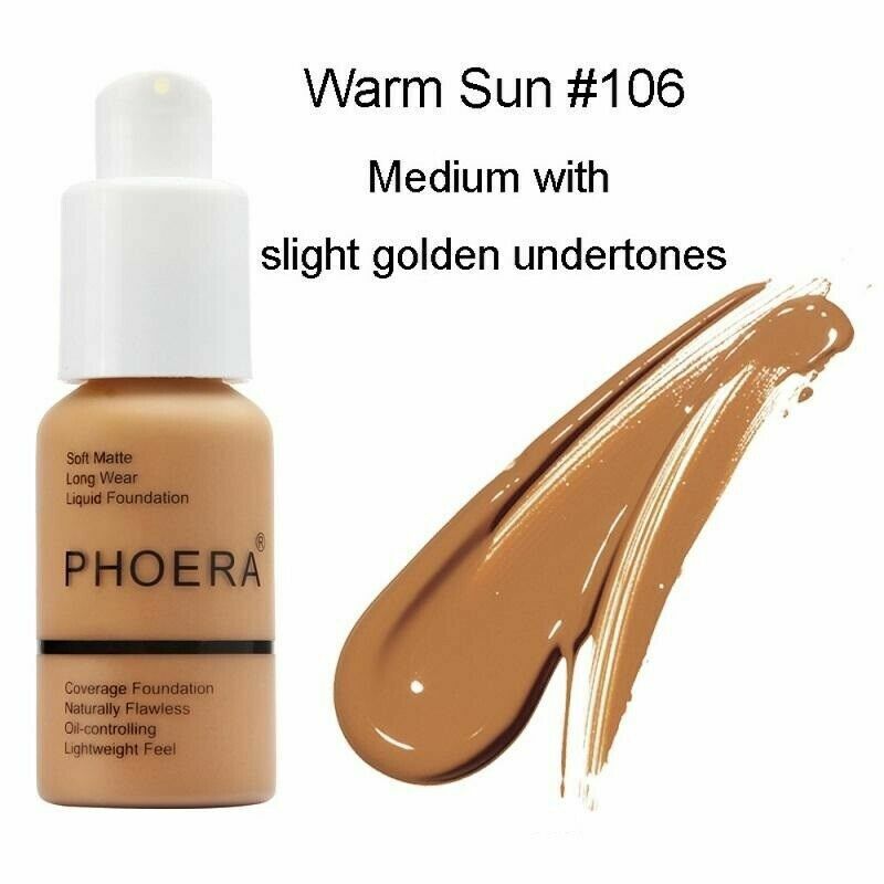 Phoera Foundation Makeup Full Coverage Liquid Base Brighten Long Lasting Shade