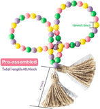 Wooden Beads Garland Tassels Farmhouse Rustic Country Hanging Decor Jute Rope