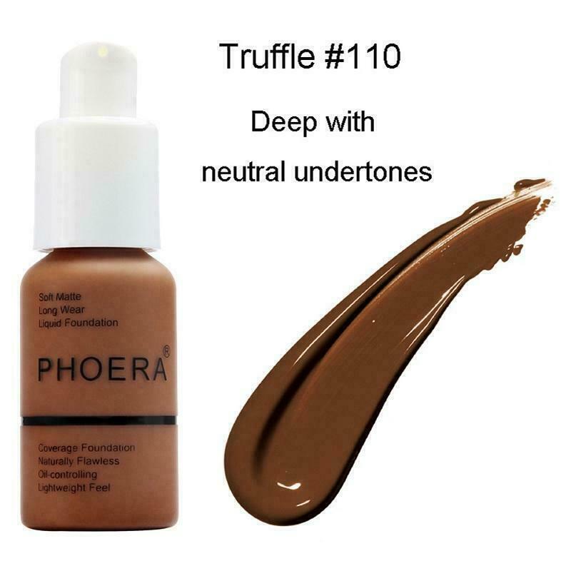 Phoera Foundation Makeup Full Coverage Liquid Base Brighten Long Lasting Shade