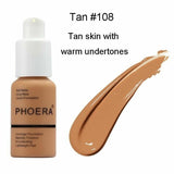 Phoera Foundation Makeup Full Coverage Liquid Base Brighten Long Lasting Shade