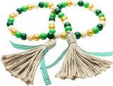 Wooden Beads Garland Tassels Farmhouse Rustic Country Hanging Decor Jute Rope