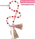 Wooden Beads Garland Tassels Farmhouse Rustic Country Hanging Decor Jute Rope