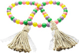 Wooden Beads Garland Tassels Farmhouse Rustic Country Hanging Decor Jute Rope
