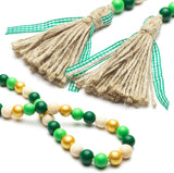Wooden Beads Garland Tassels Farmhouse Rustic Country Hanging Decor Jute Rope