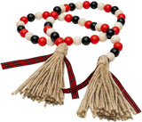 Wooden Beads Garland Tassels Farmhouse Rustic Country Hanging Decor Jute Rope