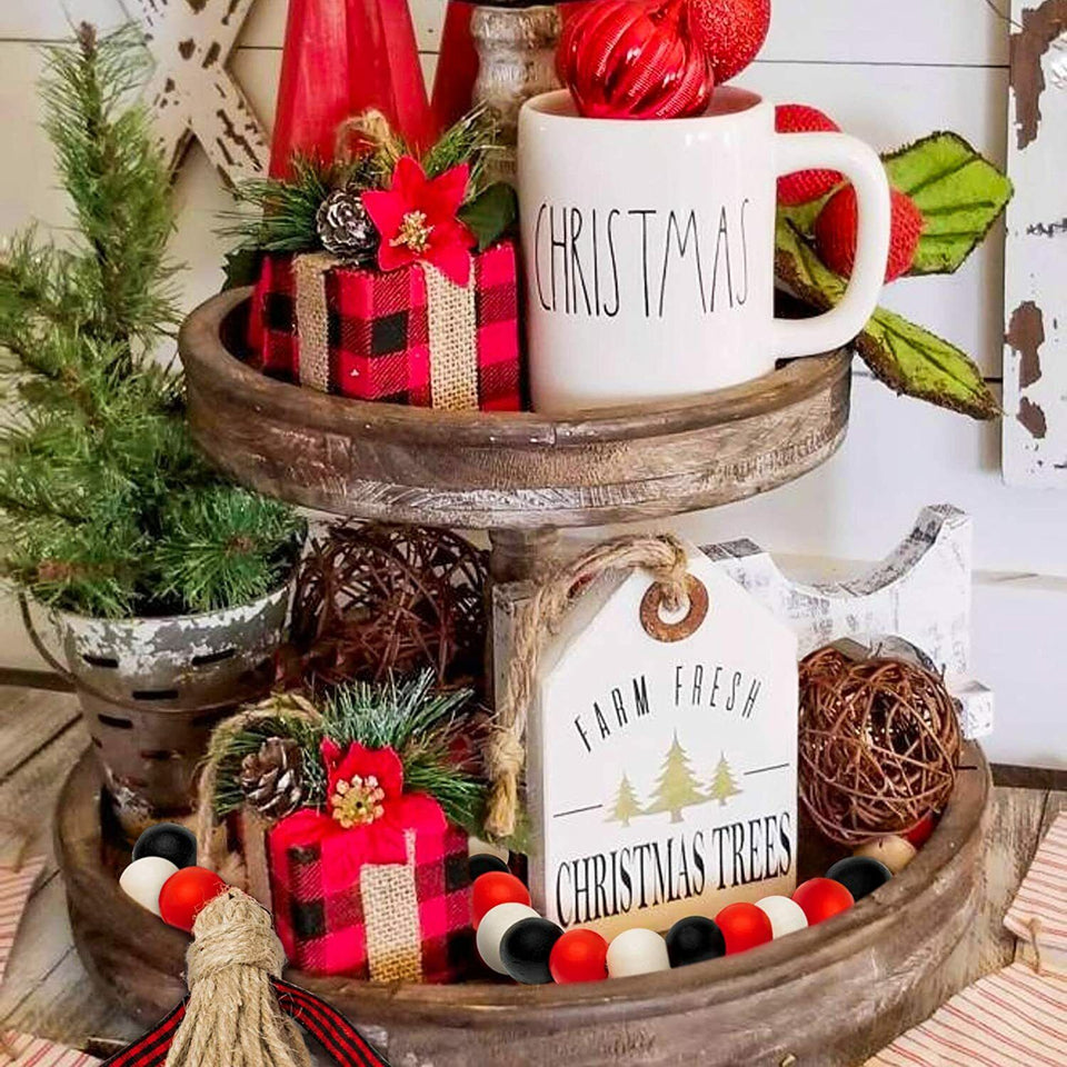 Wooden Beads Garland Tassels Farmhouse Rustic Country Hanging Decor Jute Rope