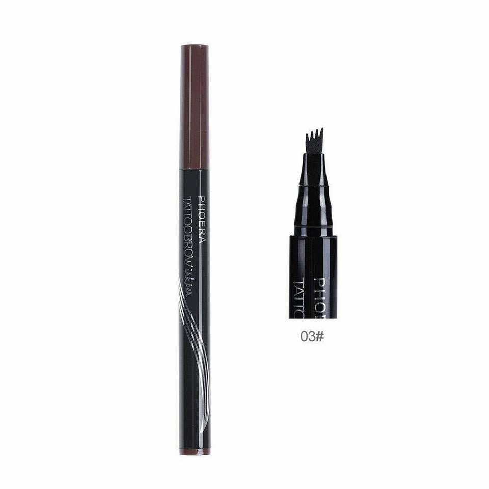 PHOERA 4 Tip Head Eyebrow Tattoo Fork Pen Microblading Brow Enhancer Waterproof