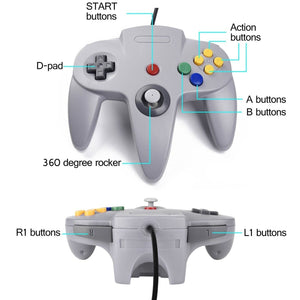 2x Wired Controller Compatible With Nintendo 64 N64 Joystick Video Game Console