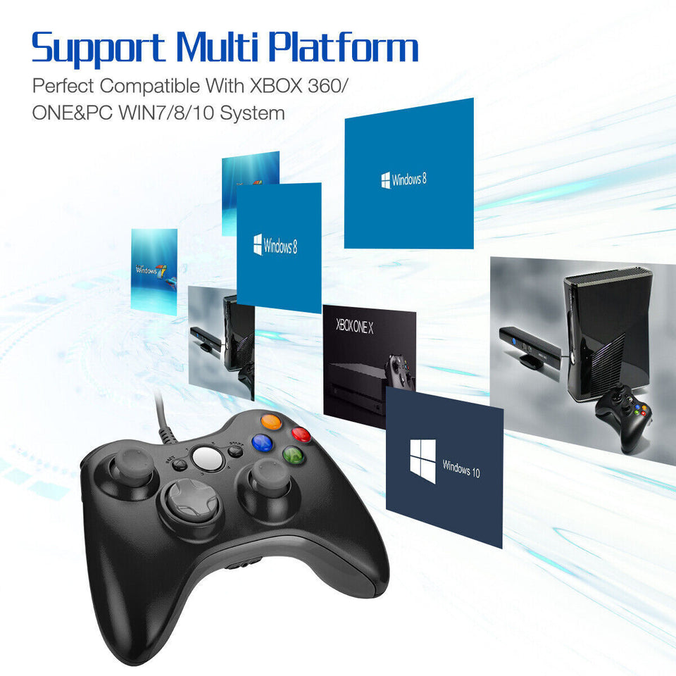 For Microsoft Xbox 360 PC WIN 7 8 10 Wired Game Controller Gamepad Joystick