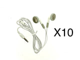 Pack 10 of Stereo Earphone 3.5mm White In-Ear Earphones / Earbuds / Headphones