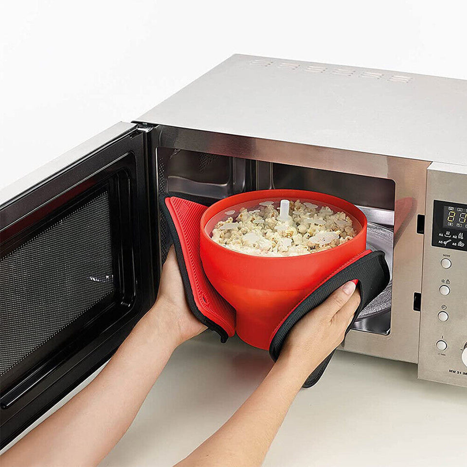 Microwave Oven Silicone Popcorn Popper Maker Bowl Basket Collapsible BPA Free