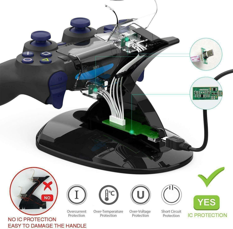 For PS4 PlayStation4 Controller Dual USB Charger LED Dock Station Charging Stand