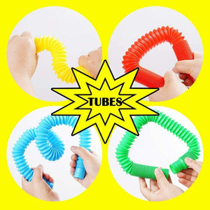 Pack 12 Pop Tube Sensory Fidget Toys Kids Adults Stress Relief Anti Anxiety Toy