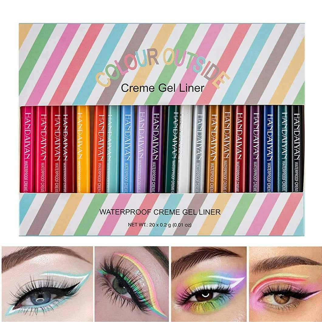 20 Colors Eyeliner Set Long Lasting Waterproof / Winged Liquid Eyeliner Stamp