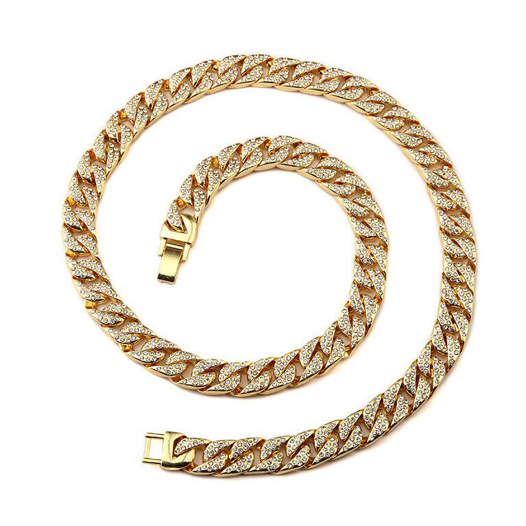 Hip Hop Men Quavo Gold Iced 15mm 16''-30'' Miami Cuban Choker Chain Necklace