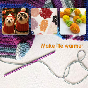 100pcs Tool Set Aluminum Crochet Hooks Needles Knit Weave Craft Yarn Multi Color