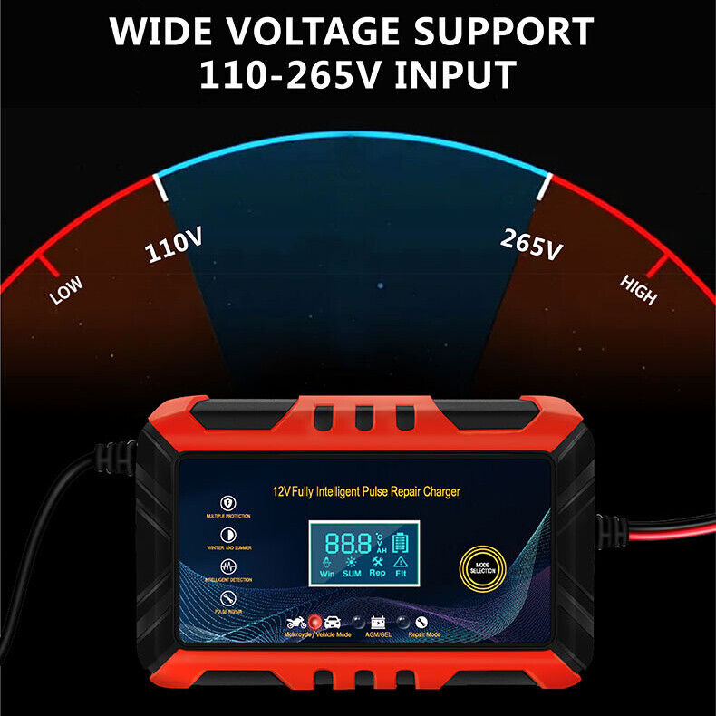 12V 6A Car Battery Charger Maintainer Auto Trickle RV for Truck Motorcycle ATV