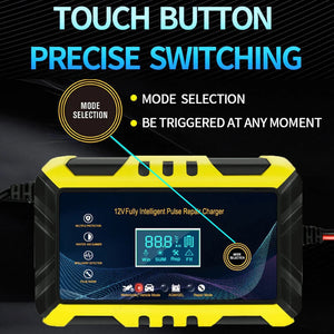 12V 6A Car Battery Charger Intelligent Automatic Pulse Repair Starter AGM/GEL