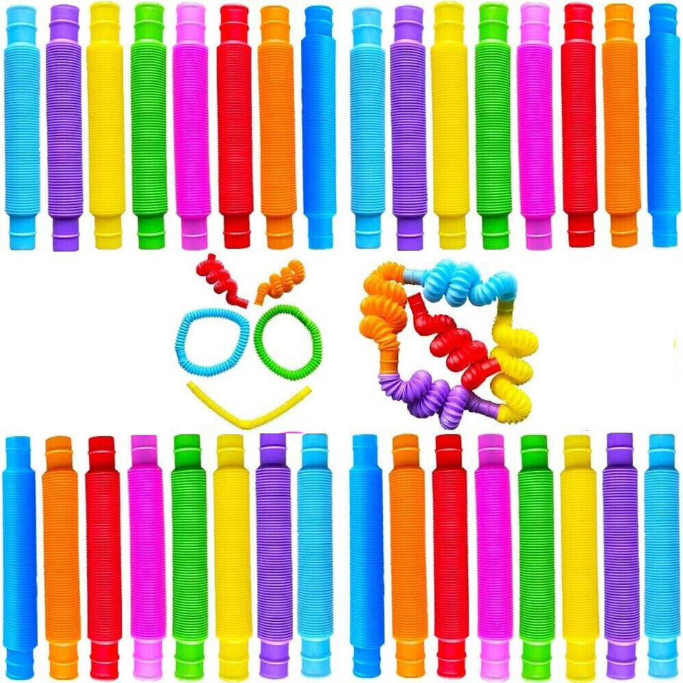 32Pack Pop Tubes Fidget Tubes for Children and Adult Sensory Fidget Toy Set for