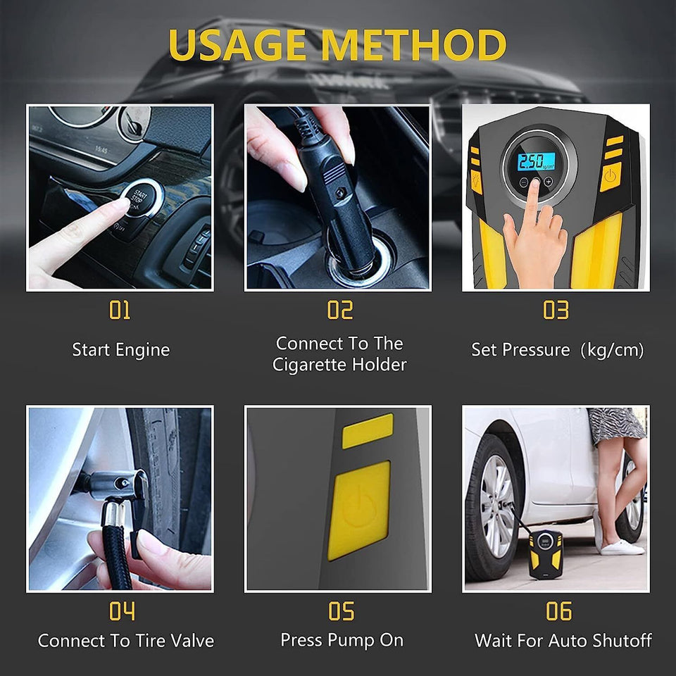 Car Air Tire Pump Inflator Compressor Digital Electric Auto Portable 150PSI 12V