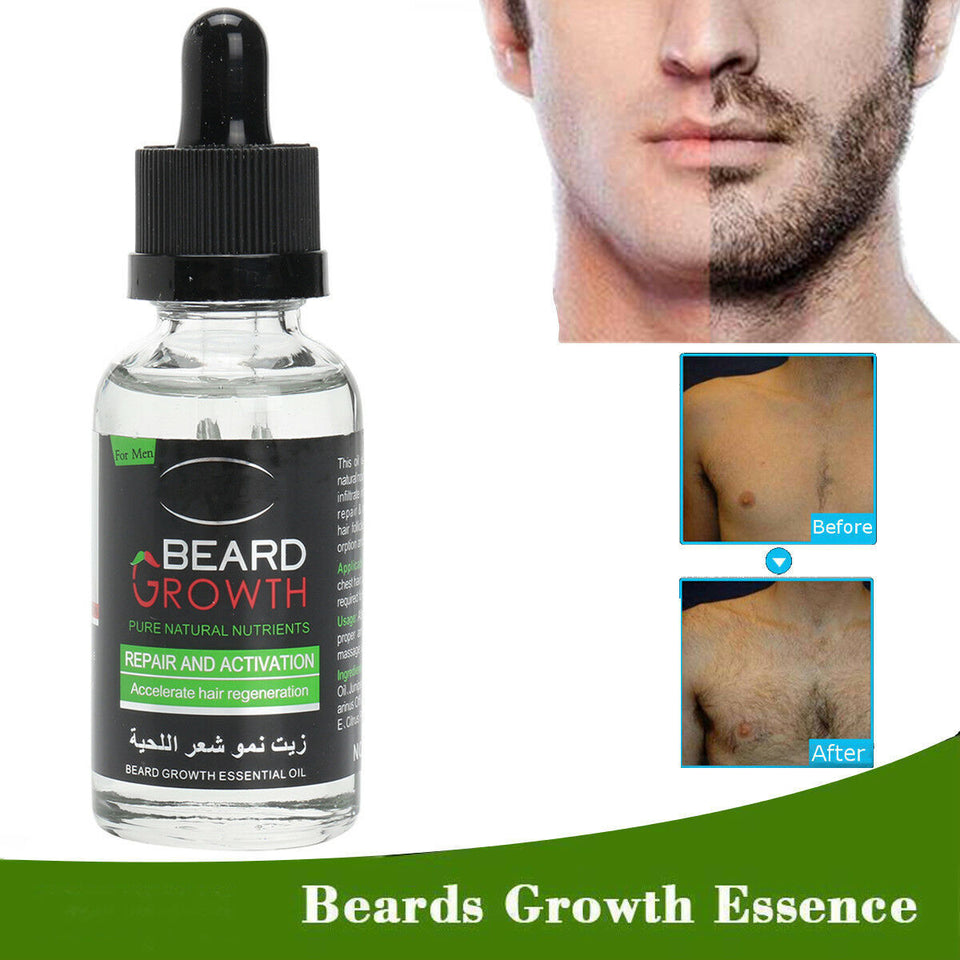 Natural Men Beard Essential Oil Beard Enhancer Pro Nourishing Moustach Grow 40ML