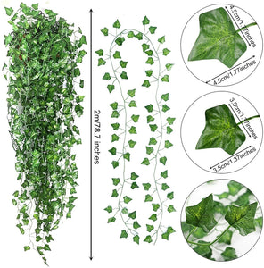 24 PCS Artificial Ivy Leaf Plants Fake Hanging Garland Plants Vine Home Decor