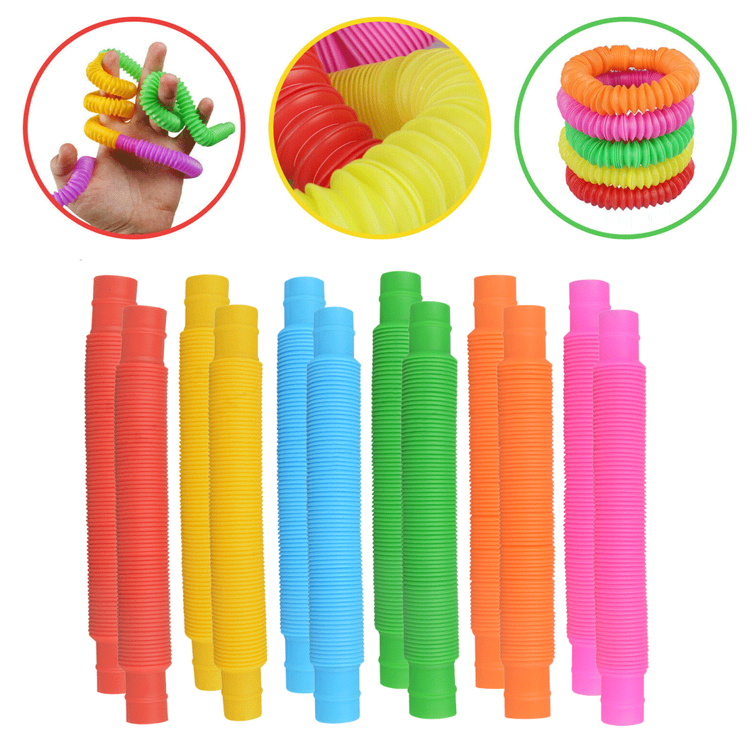 Pack 12/24 Pop Tube Sensory Fidget Toys Kids Adults Stress Relief & Anti Anxiety