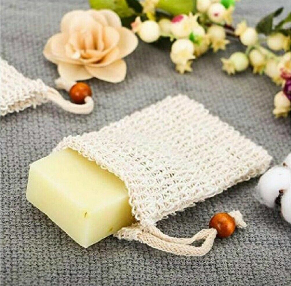 4 Pack Natural Sisal Soap Bag Exfoliating Soap Saver Pouch Holder US