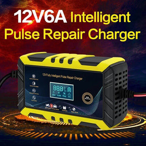 12V 6A Car Battery Charger Intelligent Automatic Pulse Repair Starter AGM/GEL