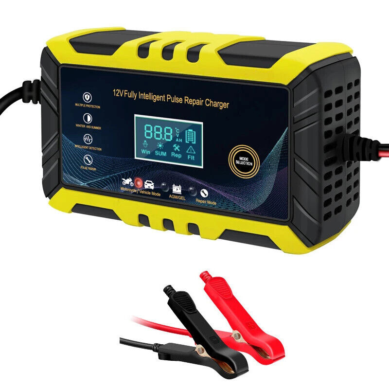 12V 6A Car Battery Charger Intelligent Automatic Pulse Repair Starter AGM/GEL
