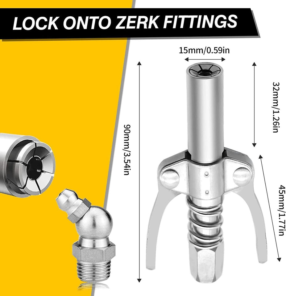 Grease Gun Coupler Double Handle High Pressure Quick Release Lock Oil Nozzles