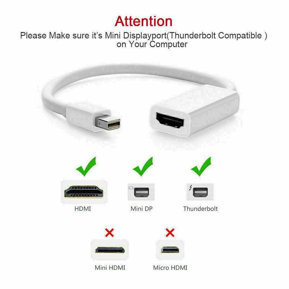 Mini Display Port DP Thunderbolt to HDMI Adapter Cable For Macbook Pro Air Mac