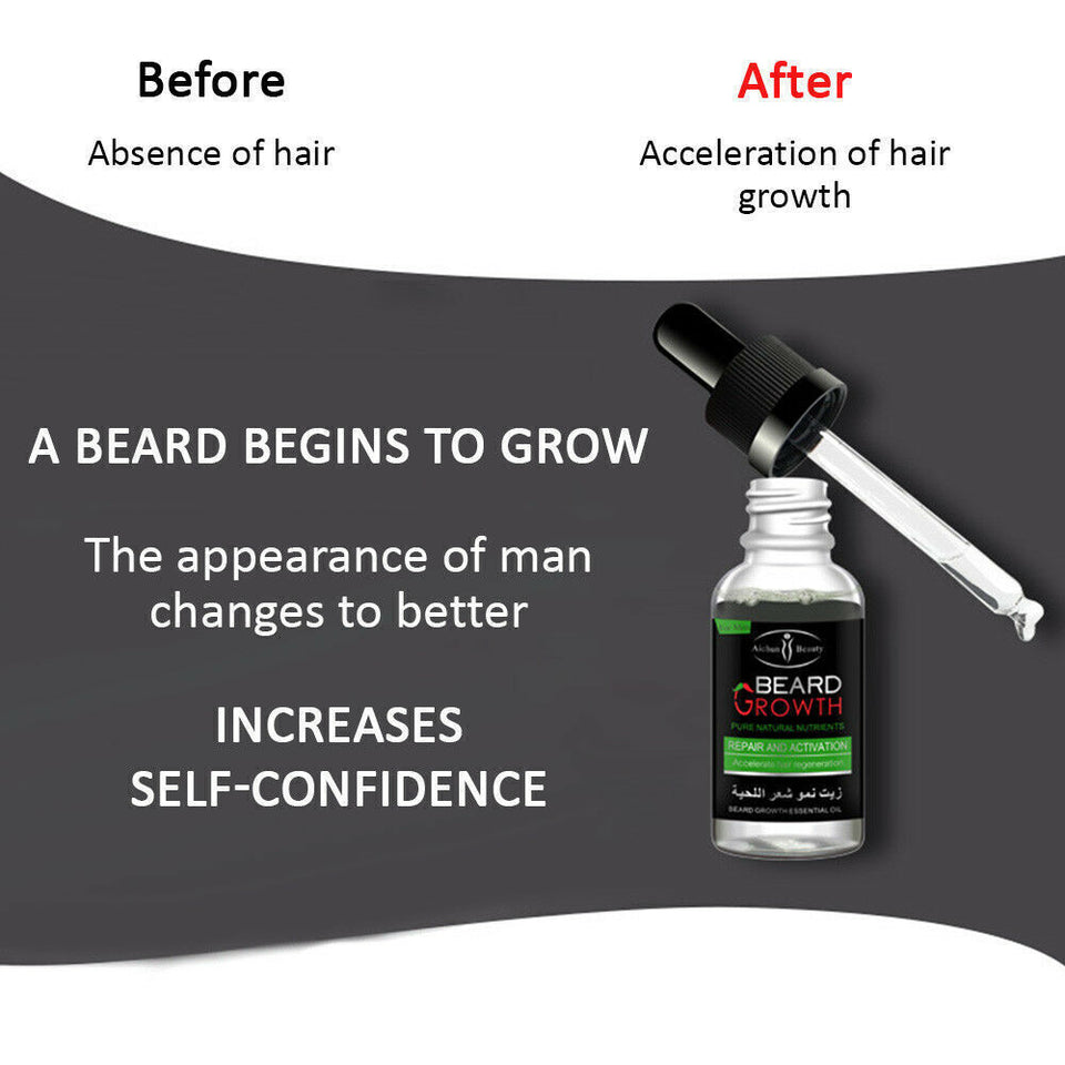 Natural Men Beard Essential Oil Beard Enhancer Pro Nourishing Moustach Grow 40ML