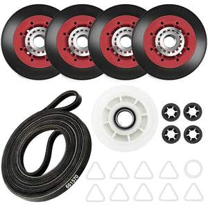 4392067 Dryer Repair Kit Belt Rollers & Idler For Whirlpool Kenmore Maytag Duet