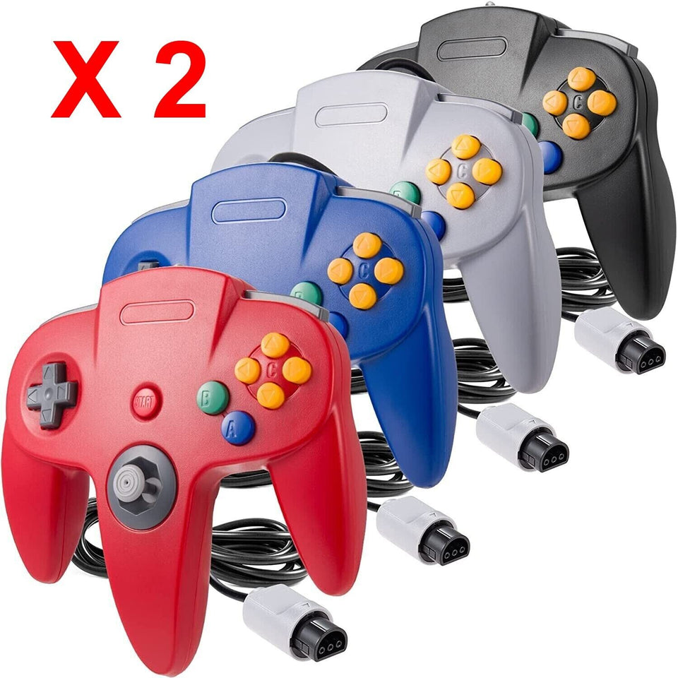 2x Wired Controller Compatible With Nintendo 64 N64 Joystick Video Game Console