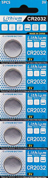 5 Pack CR2032 Lithium Battery Long-Lasting & High Capacity 3 Volt Coin & Button