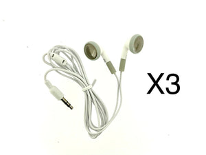 3 packs of Stereo Earphone 3.5mm White In-Ear Earphones / Earbuds