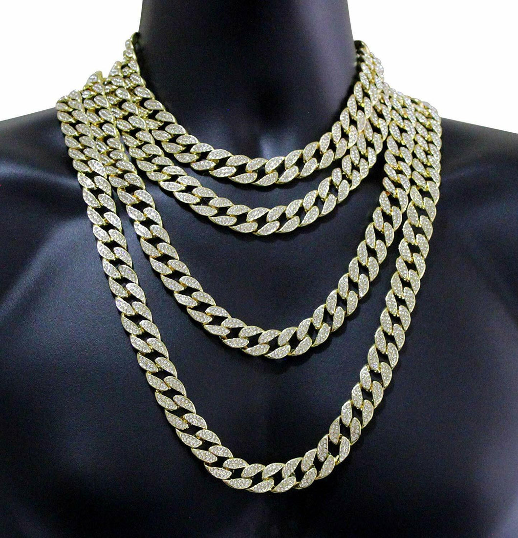 Hip Hop Men Quavo Gold Iced 15mm 16''-30'' Miami Cuban Choker Chain Necklace