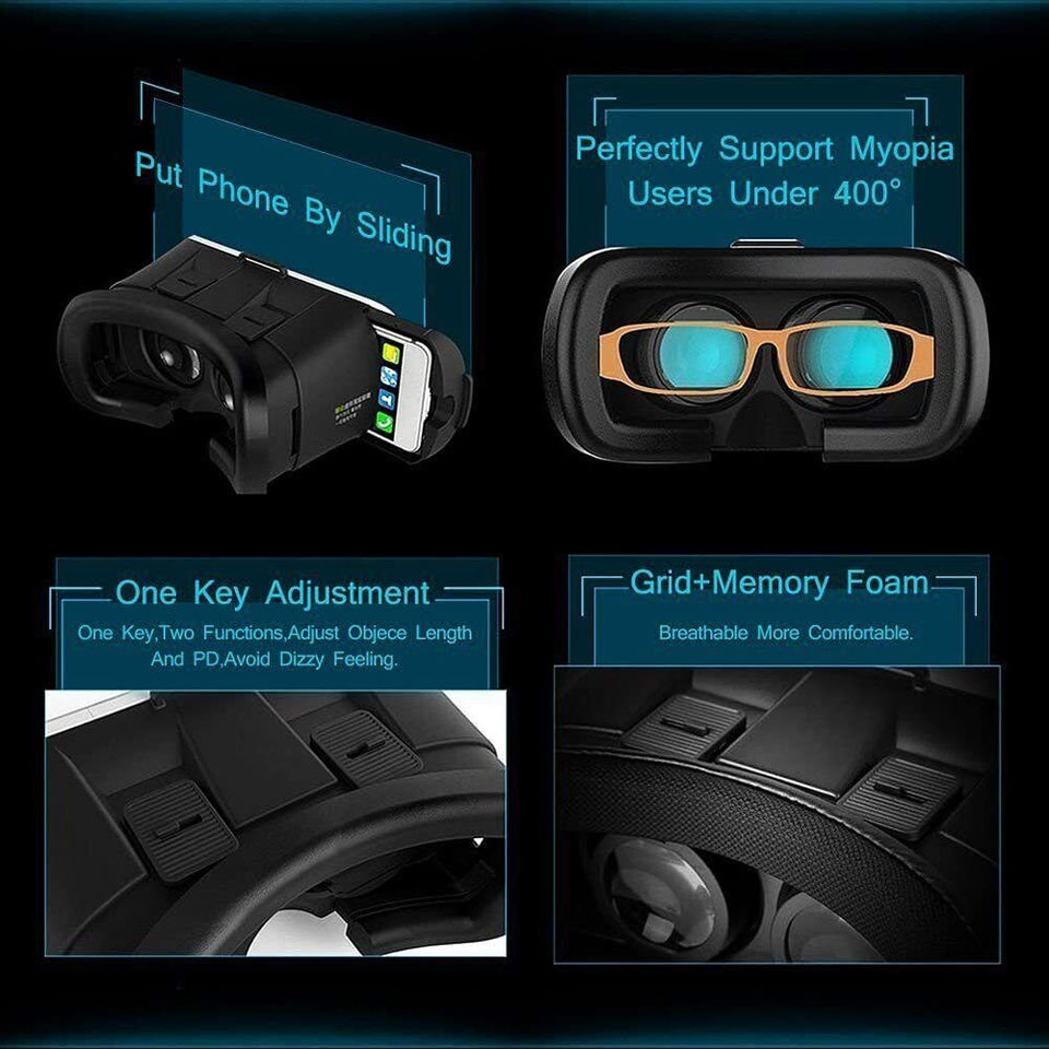 Virtual Reality VR Headset 3D Glasses With Remote for Android IOS iPhone Samsung
