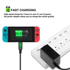 Home Wall Travel Charger Plug Cord AC Adapter Power Supply for Nintendo Switch