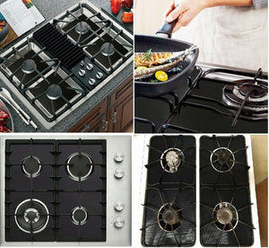 6x Reusable Non-Stick Black Gas Range Stove Top Burner Covers Protector Liner