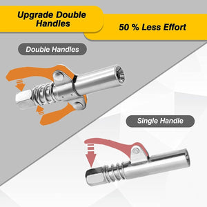 Grease Gun Coupler Double Handle High Pressure Quick Release Lock Oil Nozzles