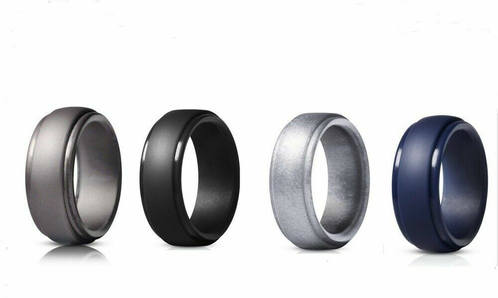 4 Pack Silicone Wedding Engagement Ring Men Women Rubber Band Gym Sports