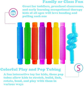 Pack 12/24 Pop Tube Sensory Fidget Toys Kids Adults Stress Relief & Anti Anxiety