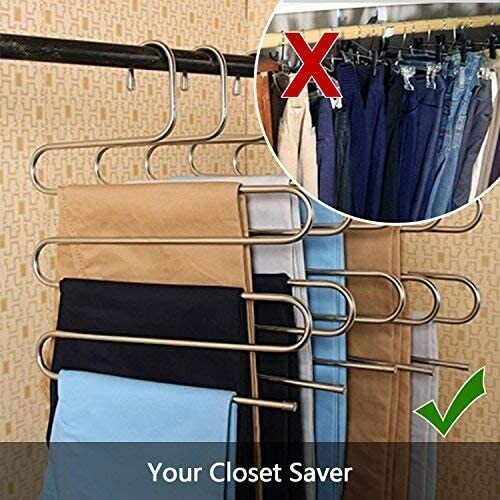 Trousers Hanger 5 Layers S Shape Pants Scarf Hanger Holder Closet Space Saver