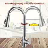 Kitchen Sink Faucet Brushed Nickel Single Handle Swivel Pull Down Sprayer Mixer