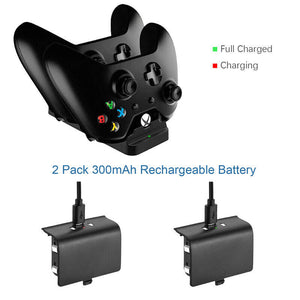 XBOX ONE Dual Charging Dock Station Controller Charger w/ 2 Rechargeable Battery