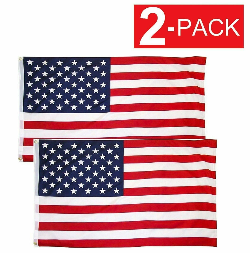 2 Pack 3x5 American USA United States Stars & Stripes Flag w/Grommets